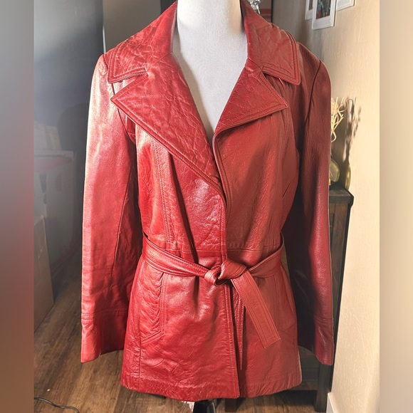 LA VAY LIMITED BURGANDY RED LEATHER JACKET size Small made in San Diego CA - Picture 11 of 16